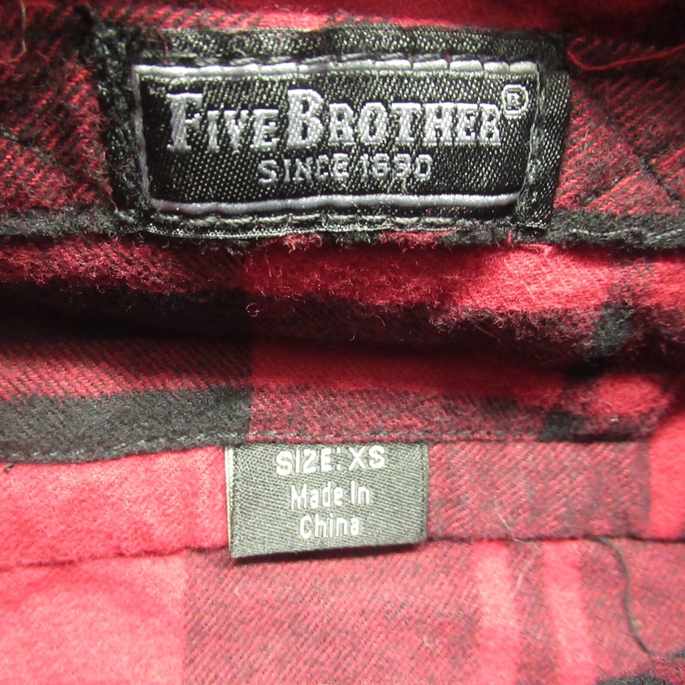 Five Brother‎ Womens Flannel Shirt XS Red Plaid Collared Up Long Sleeve Pullover - Picture 5 of 8